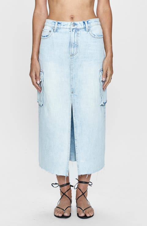 Mckayla Cargo Demin Midi Skirt (Parasol)