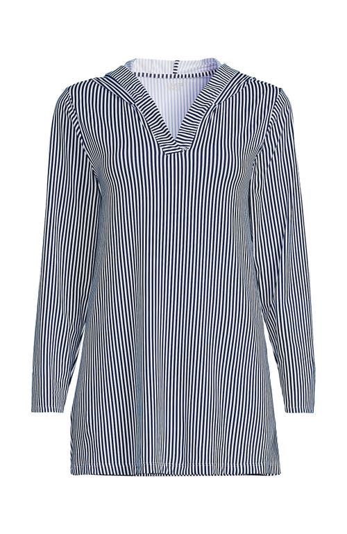 LANDS' END LANDS' END COTTON JERSEY LONG SLEEVE HOODED SWIM COVER-UP DRESS 