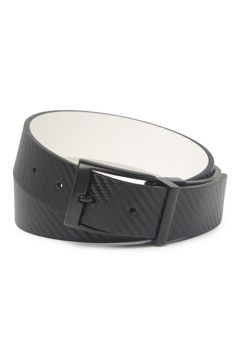Reversible Carbon Fiber Textured Belt, Main, color, BLACK/WHITE