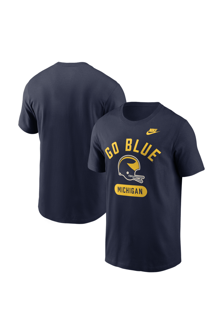 Men's Nike Navy Michigan Wolverines Legacy Arch Helmet T-Shirt, Main, color, Navy