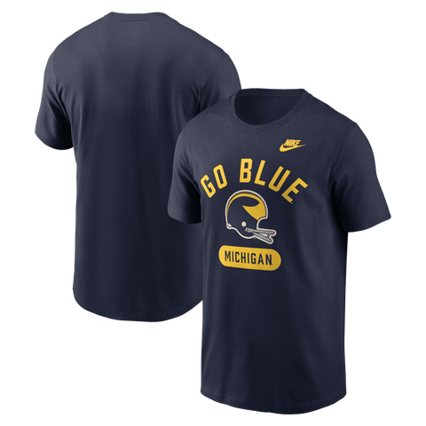 Men's Nike Navy Michigan Wolverines Legacy Arch Helmet T-Shirt