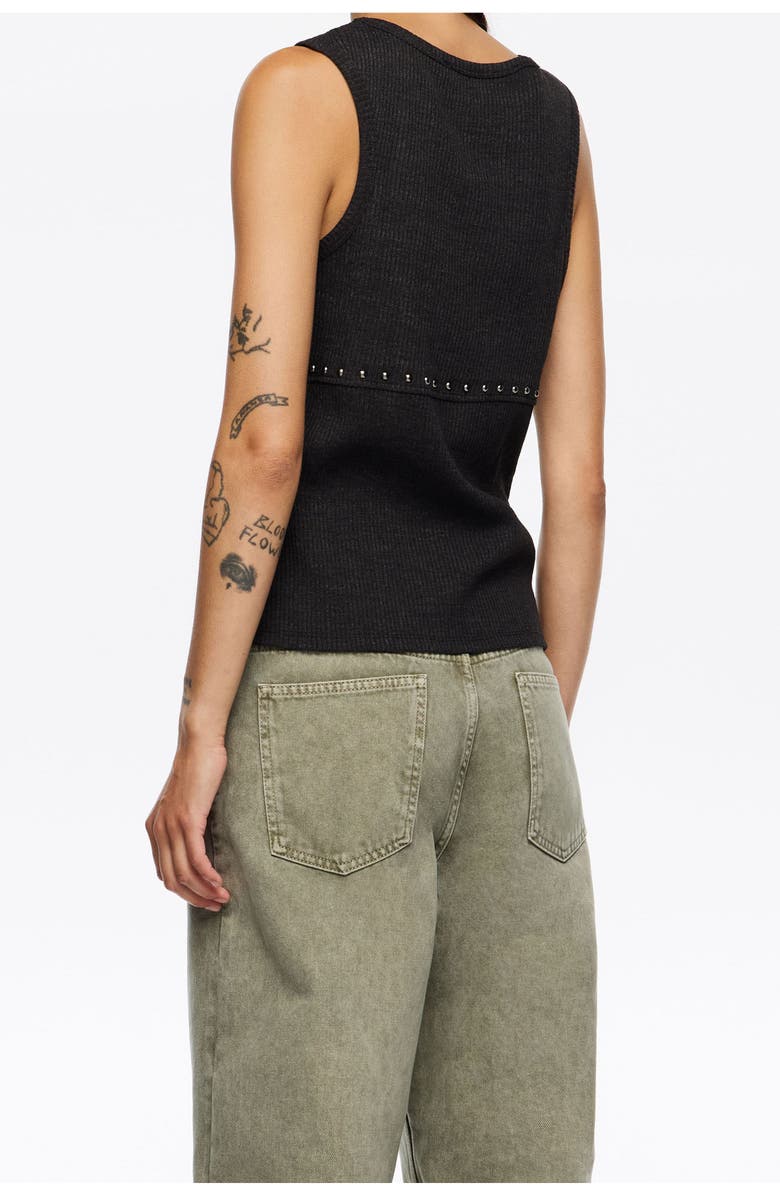 Bimba y Lola Studded Sleeveless Top, Alternate, color, Washed Black