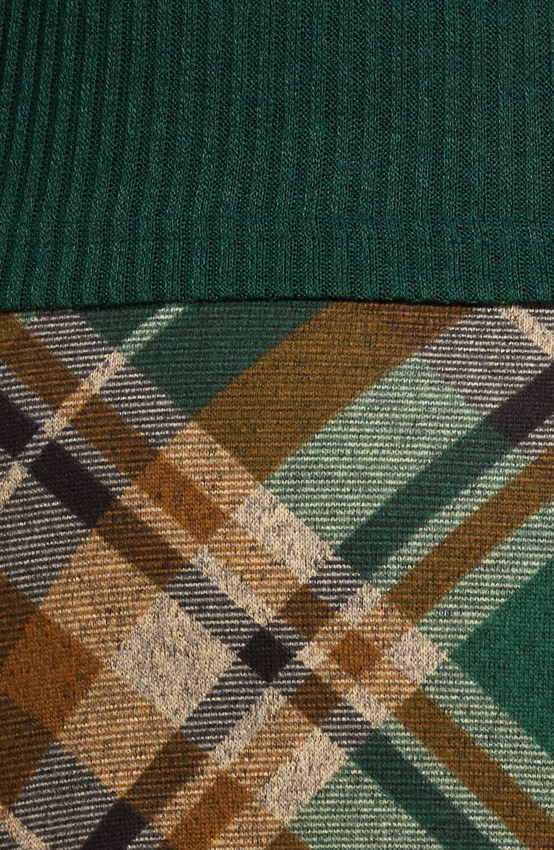 Connected Apparel Mixed Media Long Sleeve Midi Dress, Alternate, color, Hunter