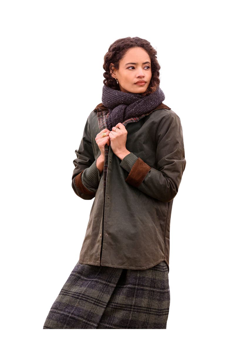 Celtic & Co. Wax Cotton Overshirt, Main, color, Olive