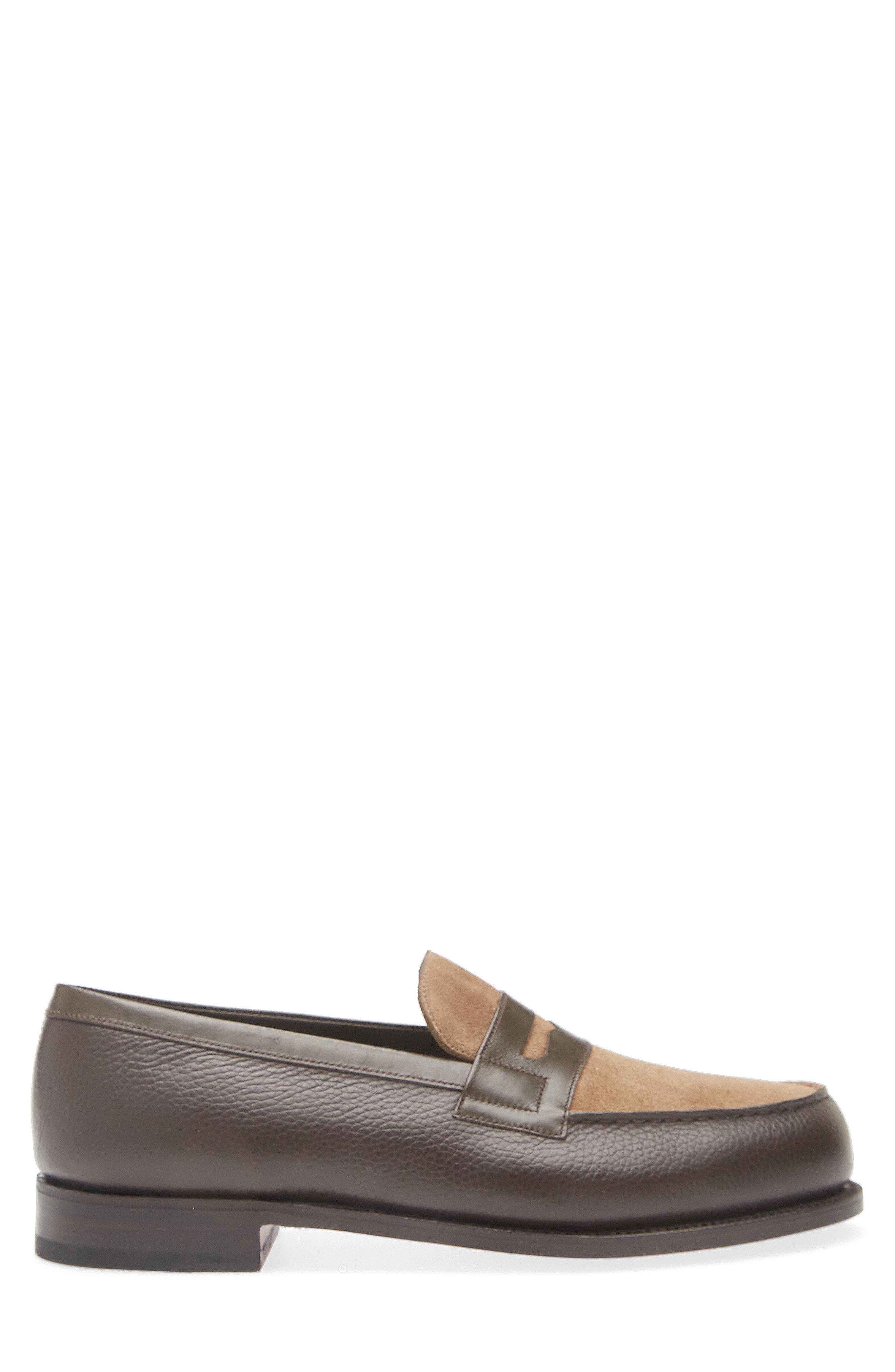 JM WESTON 180 Colorblock Penny Loafer, Alternate, color, Dark Brown/ Brown Suede