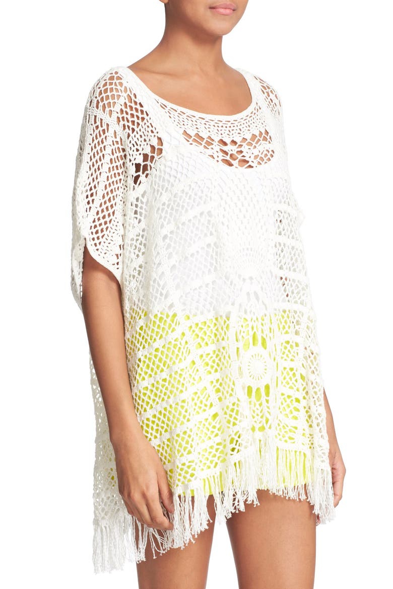 'Kimber' Crochet Cotton Top, Alternate, color, WHITE