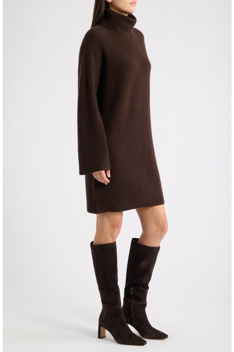 Wool & Cashmere Turtleneck Dress, Alternate, color, BROWN