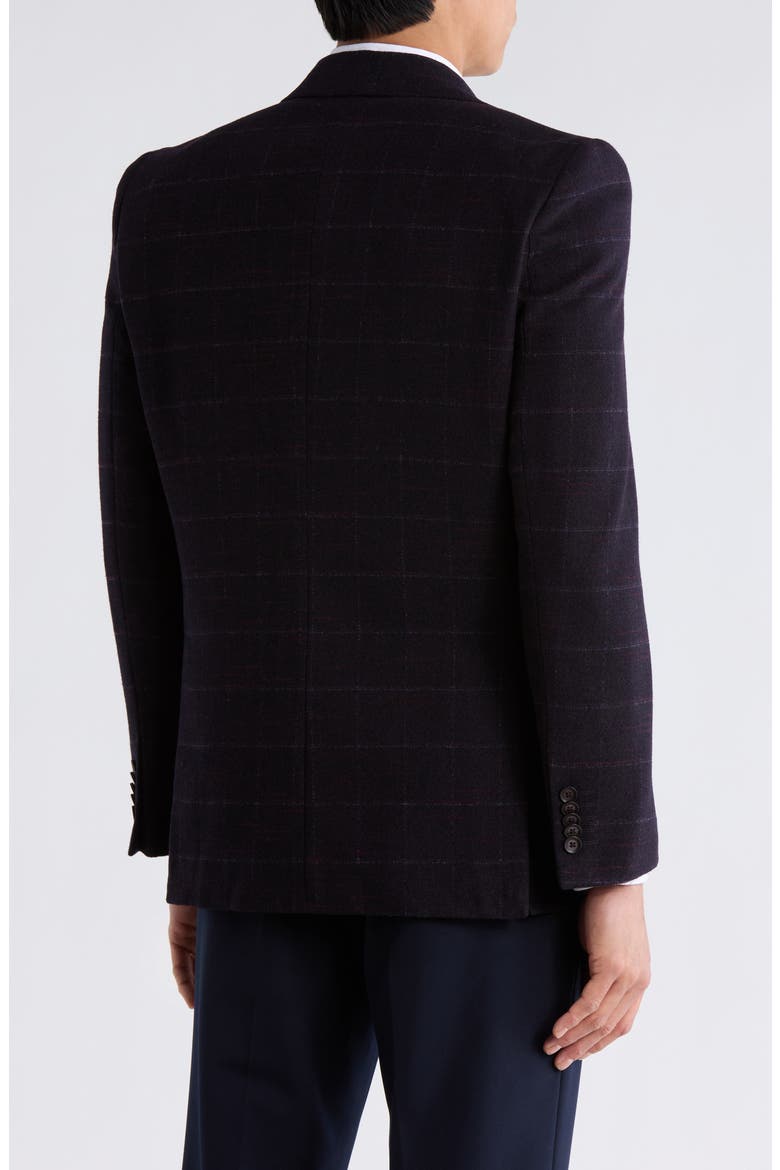 Windowpane Notch Lapel Blazer, Alternate, color, BURGUNDY