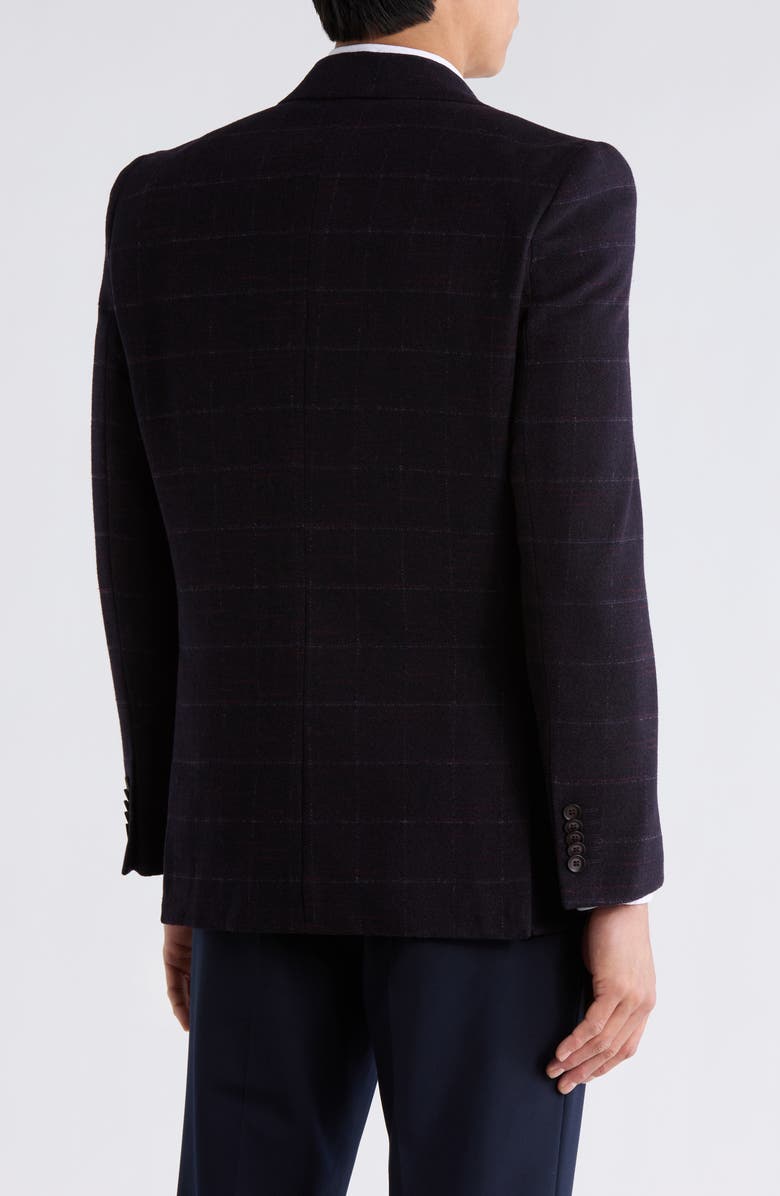 SOUL OF LONDON Windowpane Notch Lapel Blazer, Alternate, color, Burgundy