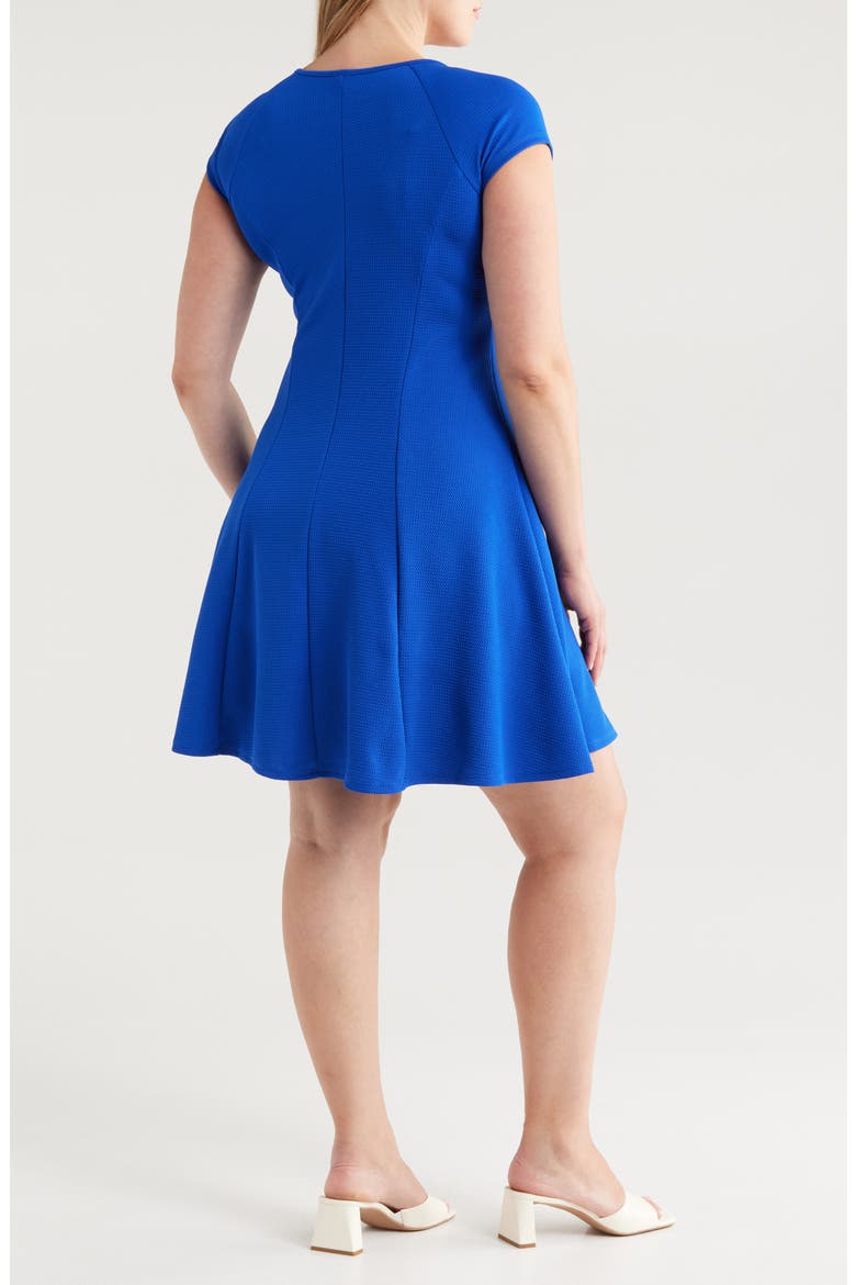 Keyhole Cutout Fit & Flare Dress, Alternate, color, BLUE
