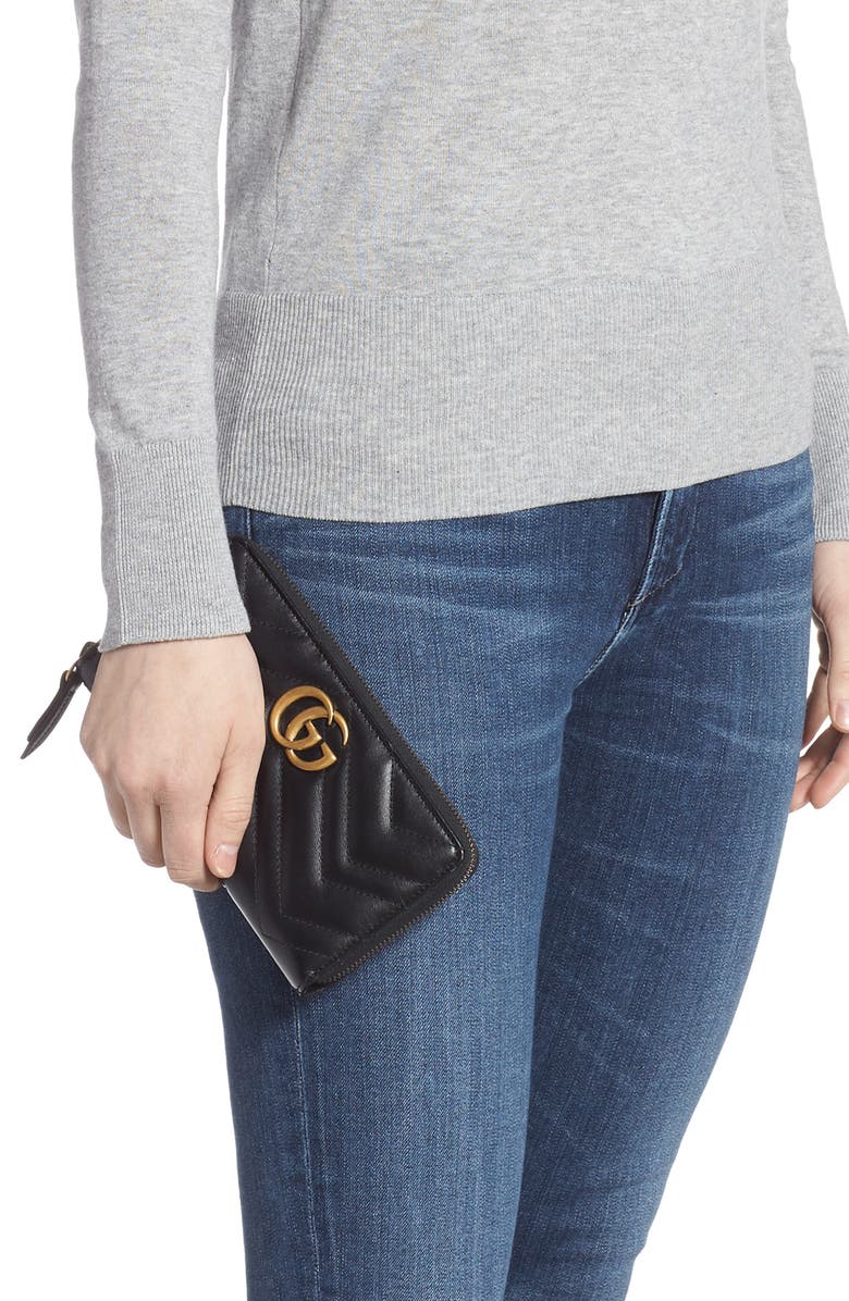 Gucci GG 2.0 Matelassé Leather Zip Around Wallet, Alternate, color, 