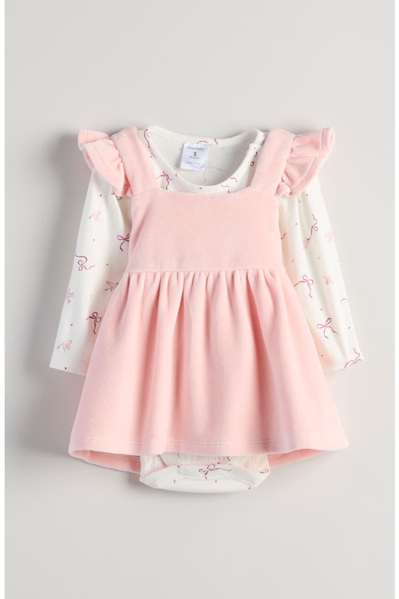 long sleeve pinafore dress Long-Sleeve Twofer Pinafore Mini Dress