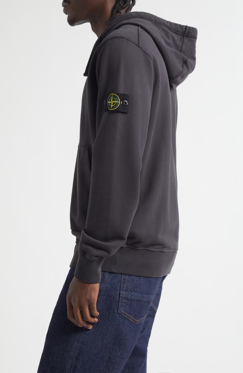 Stone Island Compass Logo Patch Full Zip Fleece Hoodie, Alternate, color, V0065 Charcoal