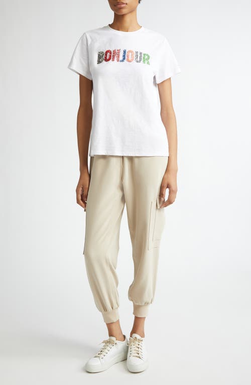 Cinq À Sept Bonjour Sequin Appliqué Cotton T-shirt In White/multi