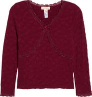 Walking on Sunshine Kids' Lace Trim Long Sleeve Top