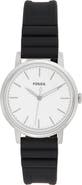 Fossil Minimalist Three Hand Quartz Silicone Strap Watch, 44mm