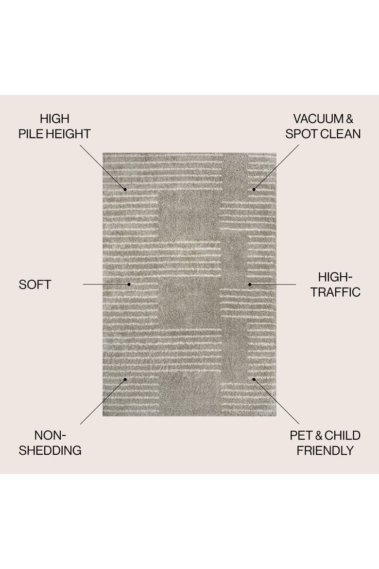 Petra Abstract Stripe Geometric Shag Area Rug, Alternate, color, Gray/Ivory