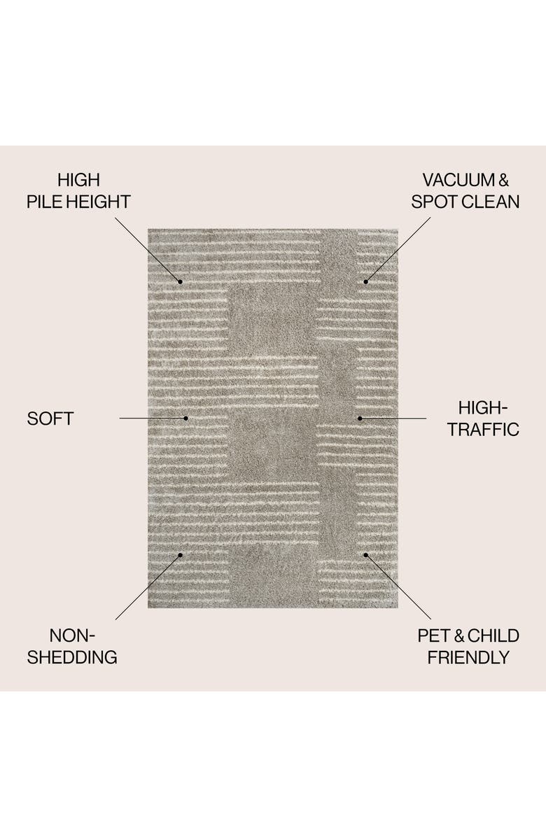 JONATHAN Y Petra Abstract Stripe Geometric Shag Area Rug, Alternate, color, Gray/Ivory