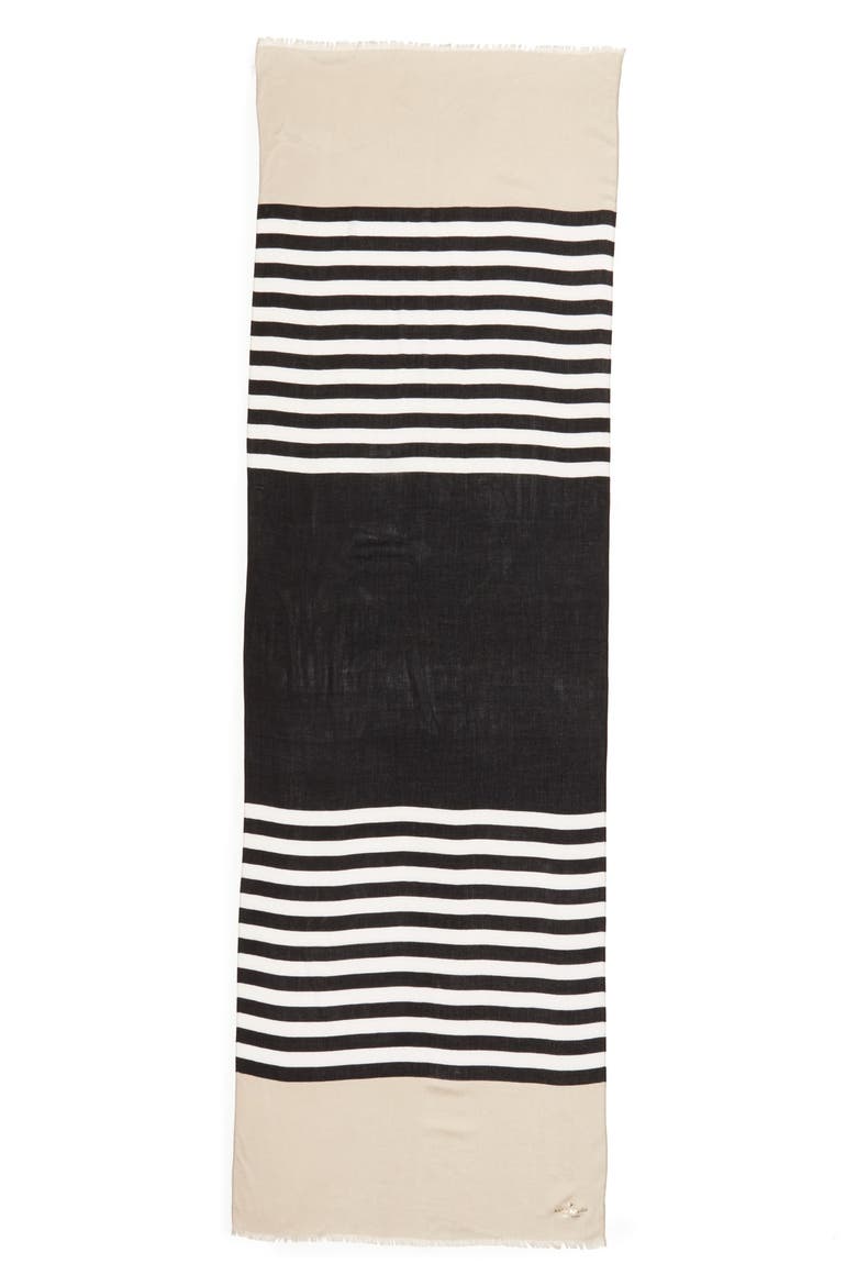 'six month stripe' scarf, Alternate, color, DECO BEIGE/ BLACK