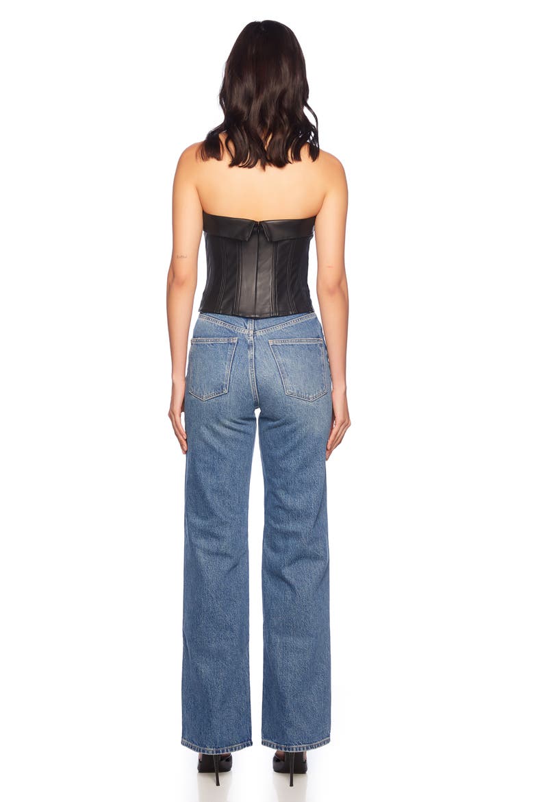 Faux Leather Corset Top, Alternate, color, BLACK