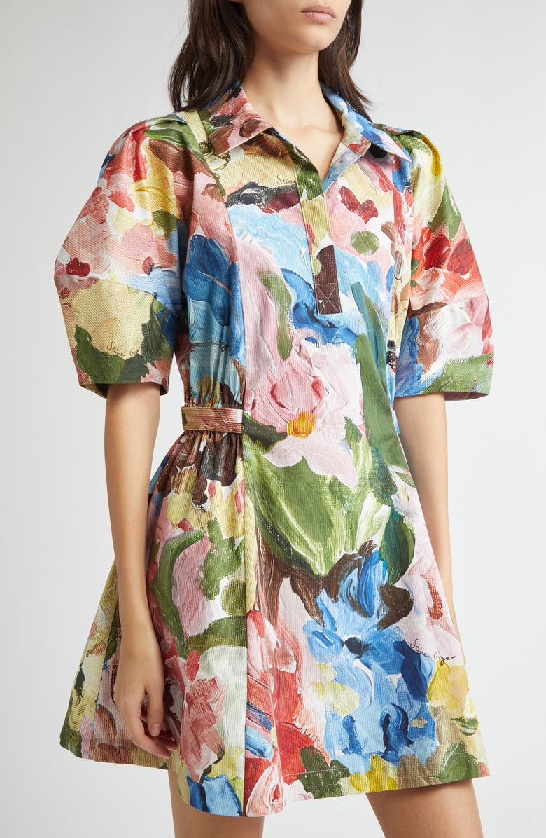 Stine Goya Floral Short Sleeve Organic Cotton Minidress, Alternate, color,