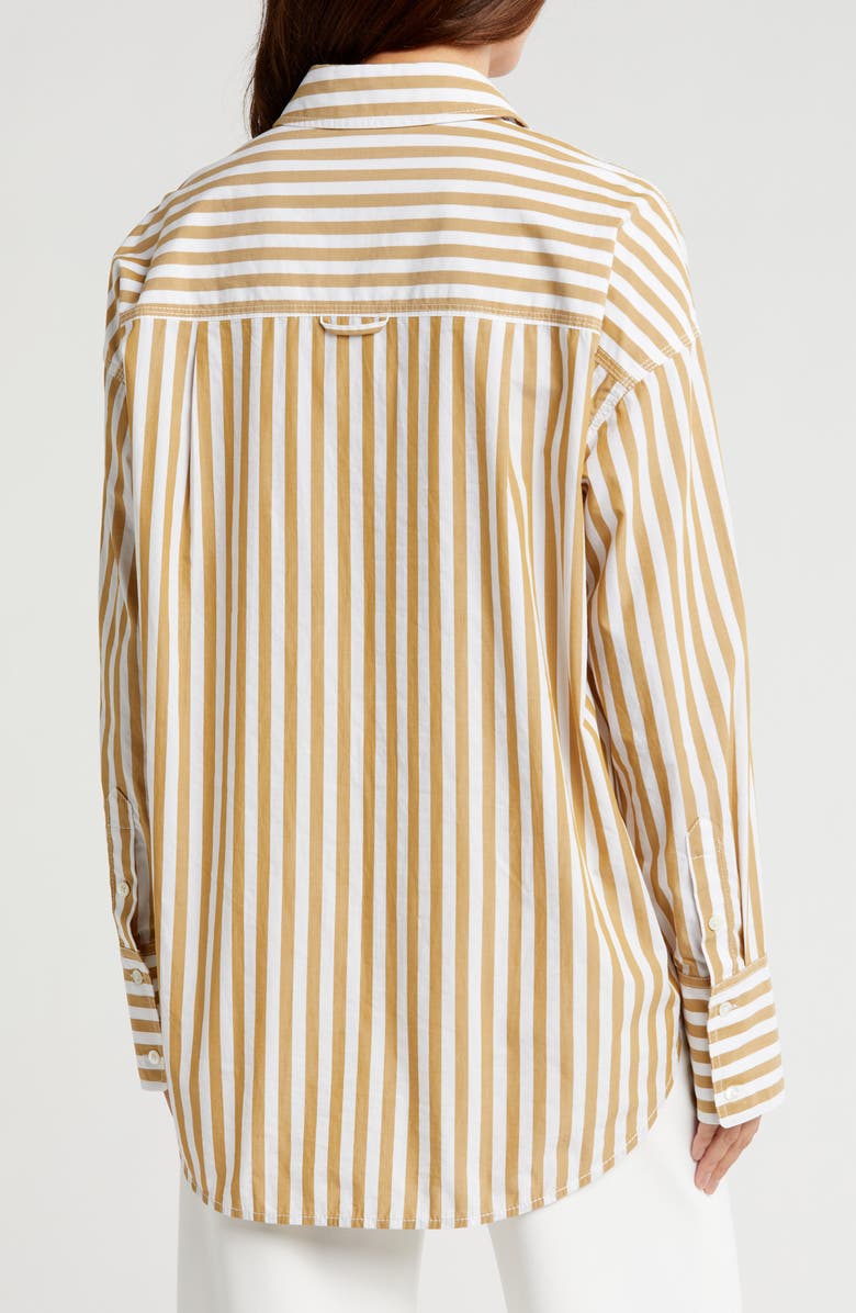 STAUD Colton Stripe Oversize Shirt, Alternate, color, Khaki Stripe