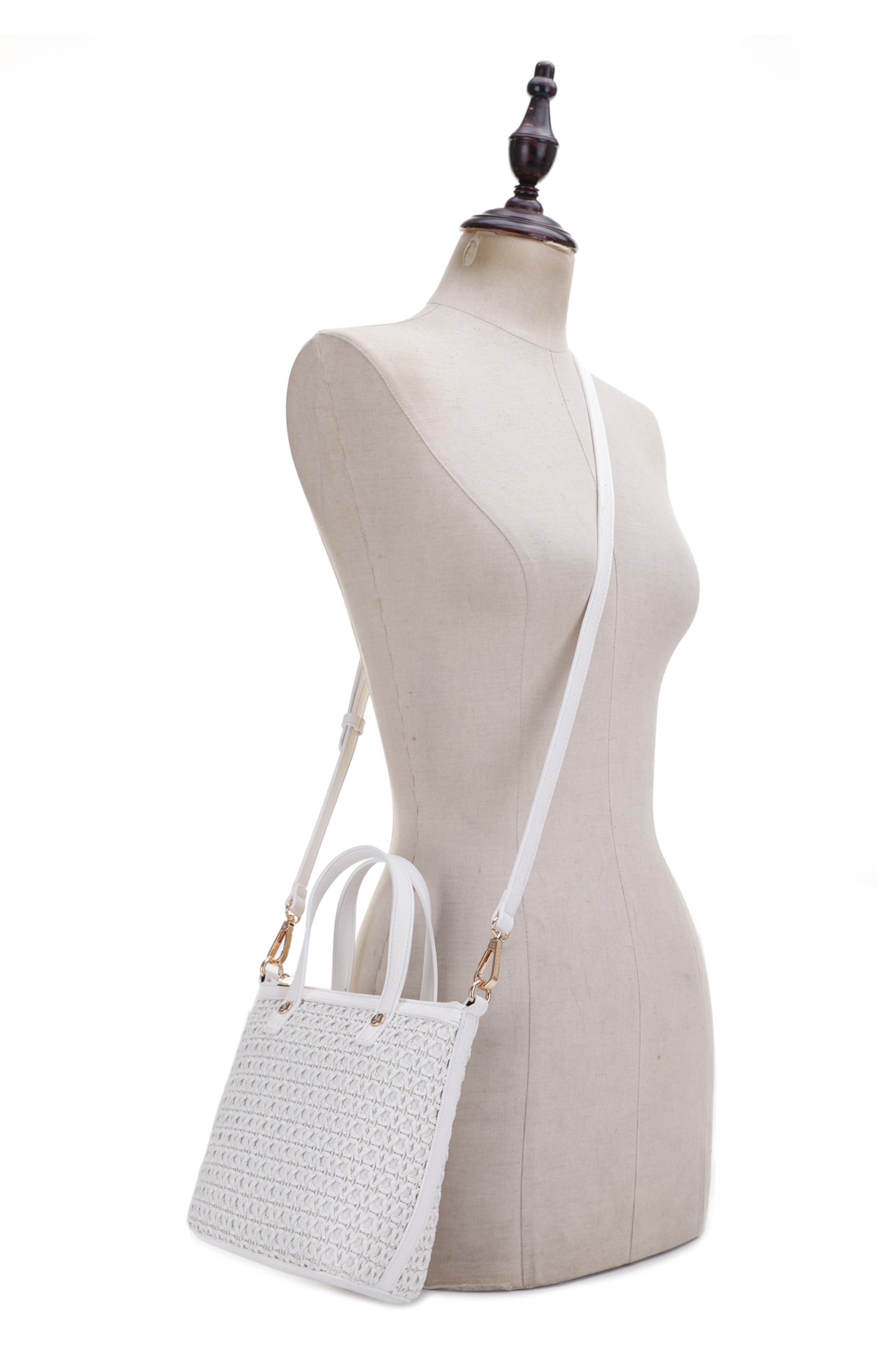 Mali + Lili Mia Mini Woven Vegan Leather Crossbody Tote, Alternate, color, 