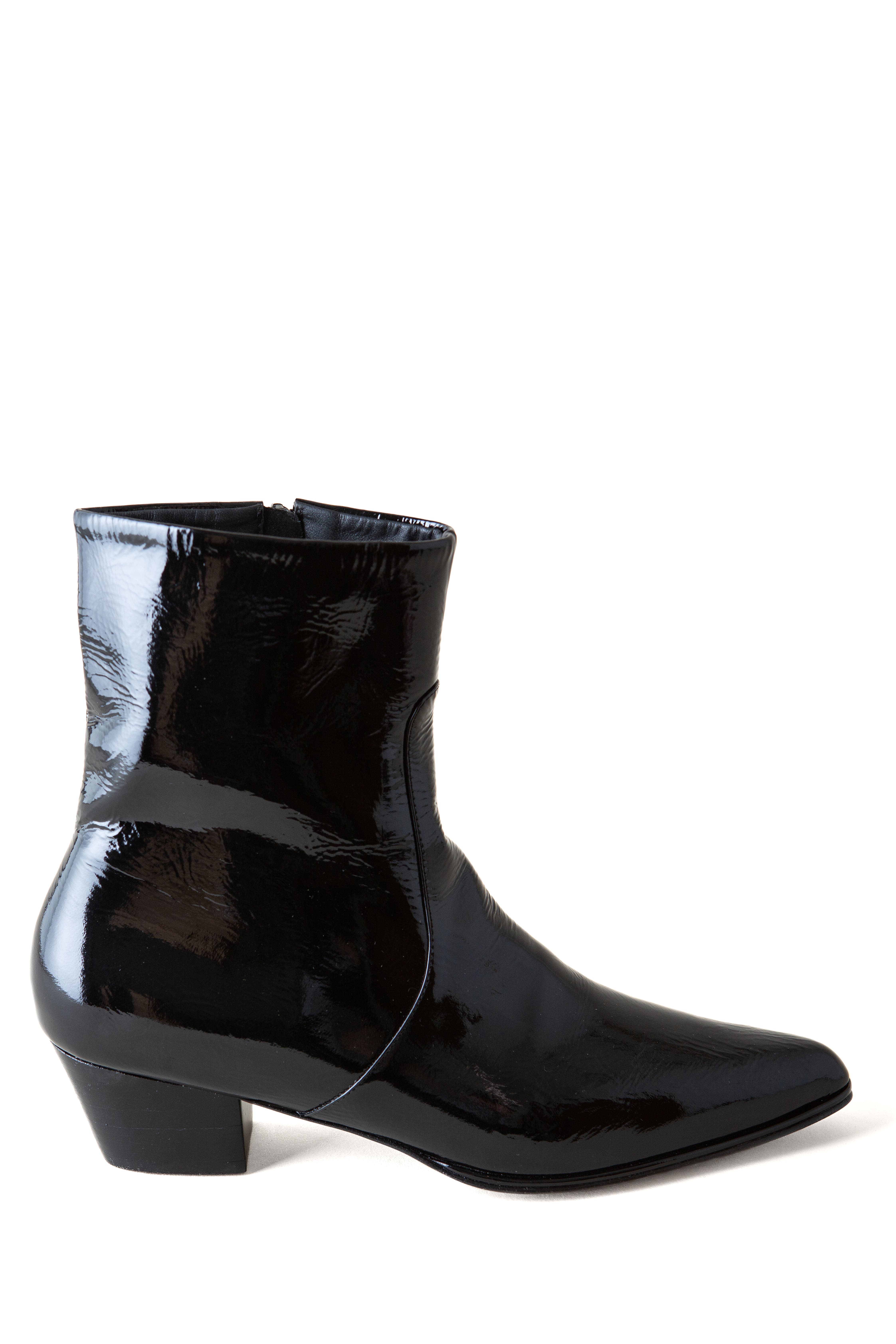 Huma Blanco Mae Western Boot, Alternate, color, Coal Crinkle Patent