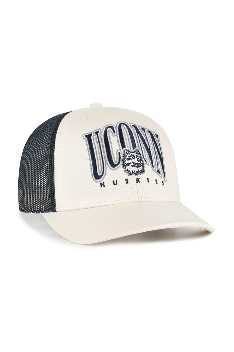 Men's '47  Natural UConn Huskies Drawbridge Trucker Adjustable Hat, Alternate, color, Natural