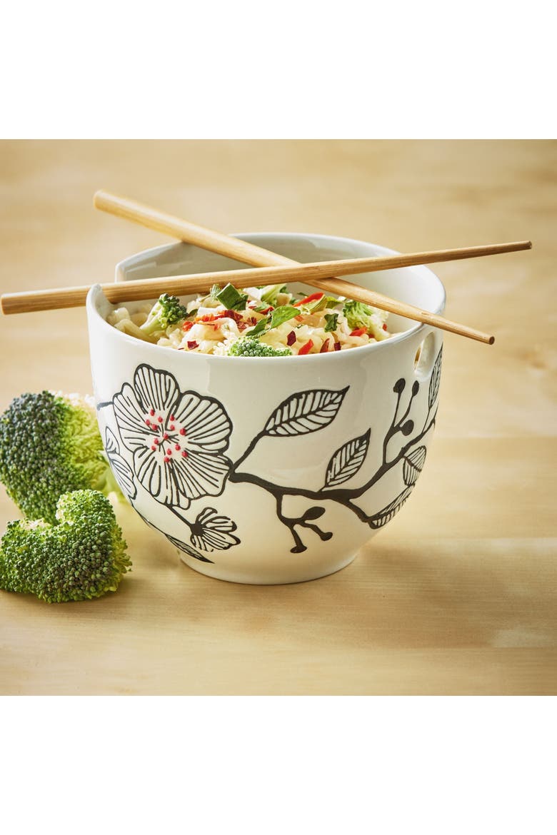 Osaka Noodle Bowl S/2 Black Multi Stoneware Everyday, Alternate, color, Black