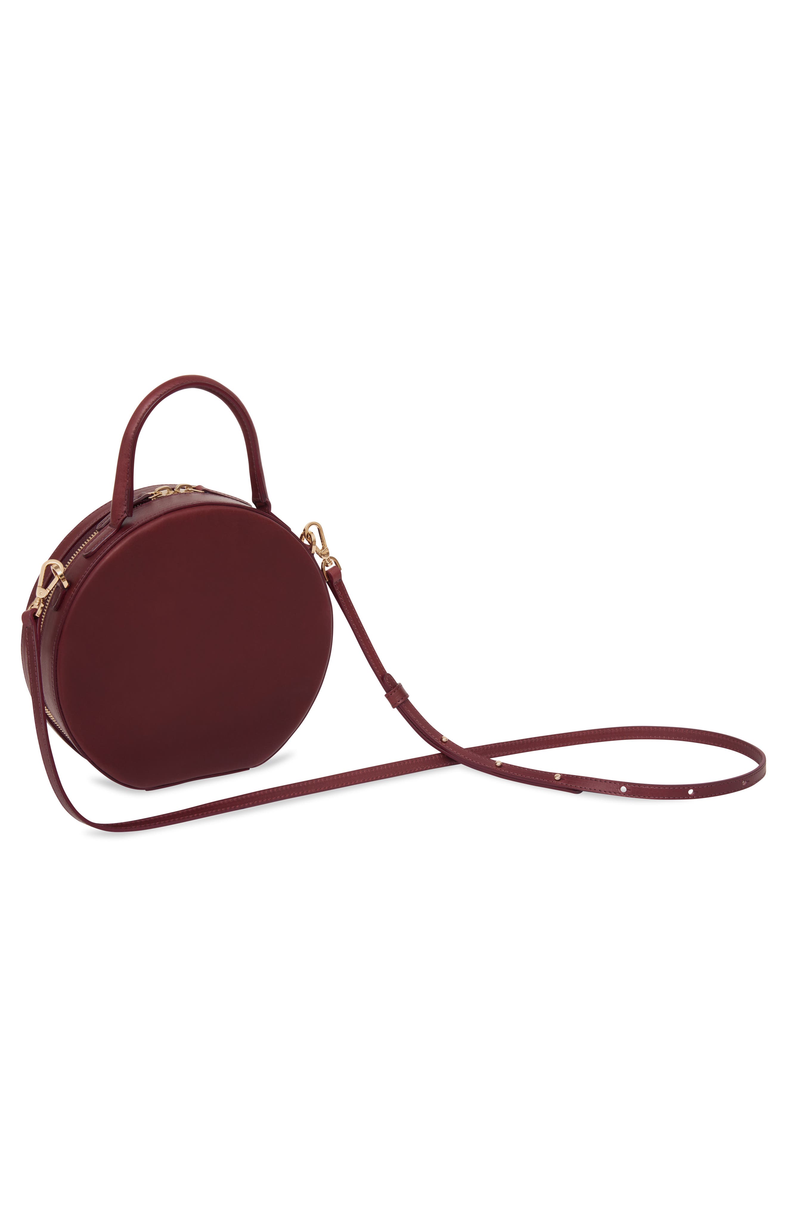 Leather Circle Crossbody Bag, Alternate, color, BORDO