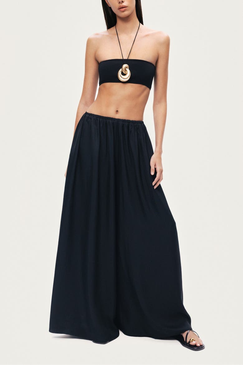 Elasticated Wide-Leg Pants, Alternate, color, Black