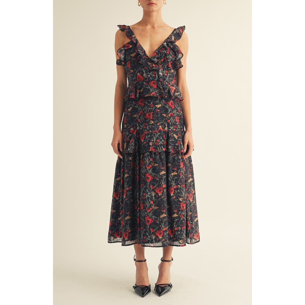 Arose Studio Forever Print Sleeveless Maxi Dress in Red Floral  product