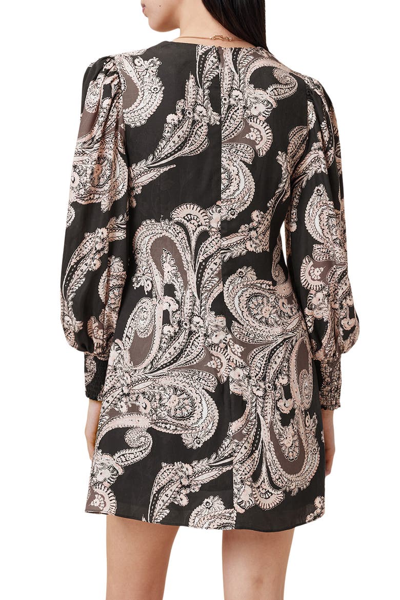 Auden Paisley Print Long Sleeve Minidress, Alternate, color, LITA BLACK
