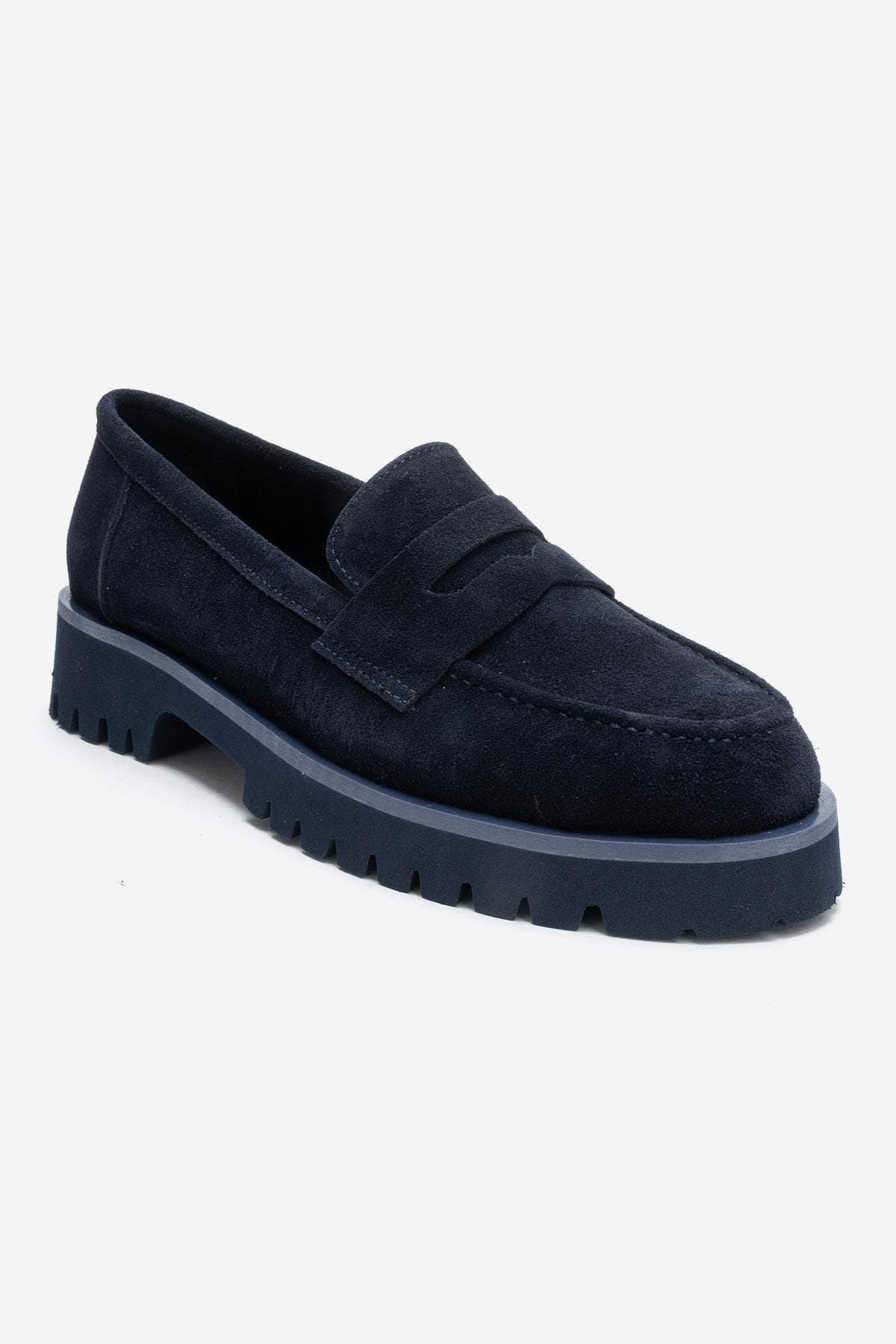 Dark Blue Suede Leather