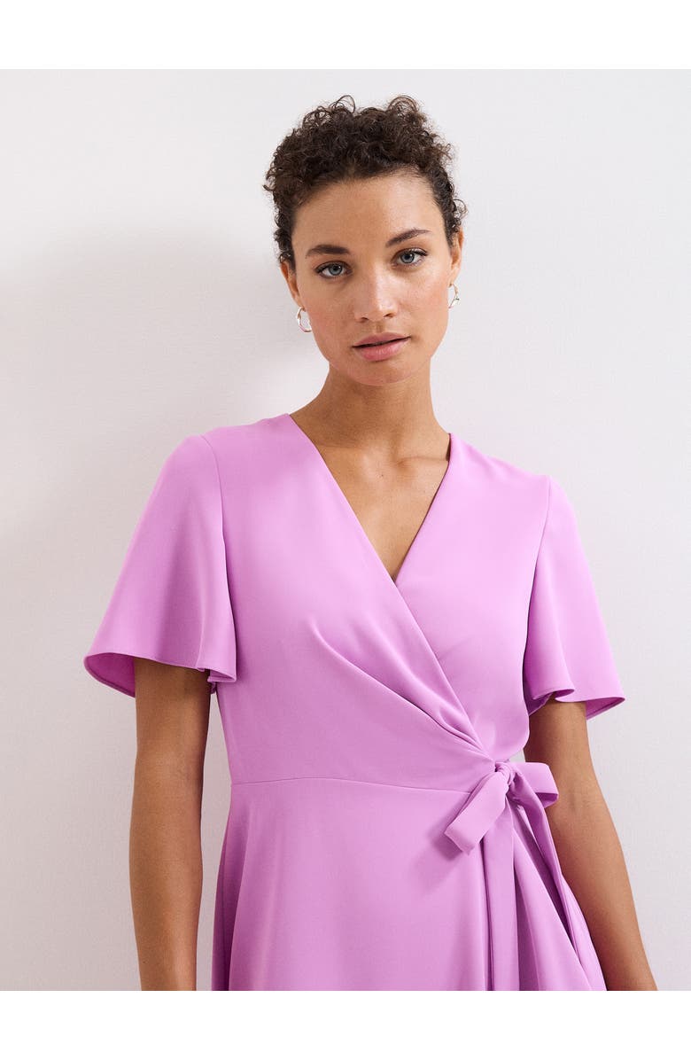 Phase Eight Julissa Short Sleeve Wrap Midi Dress, Alternate, color, Lilac