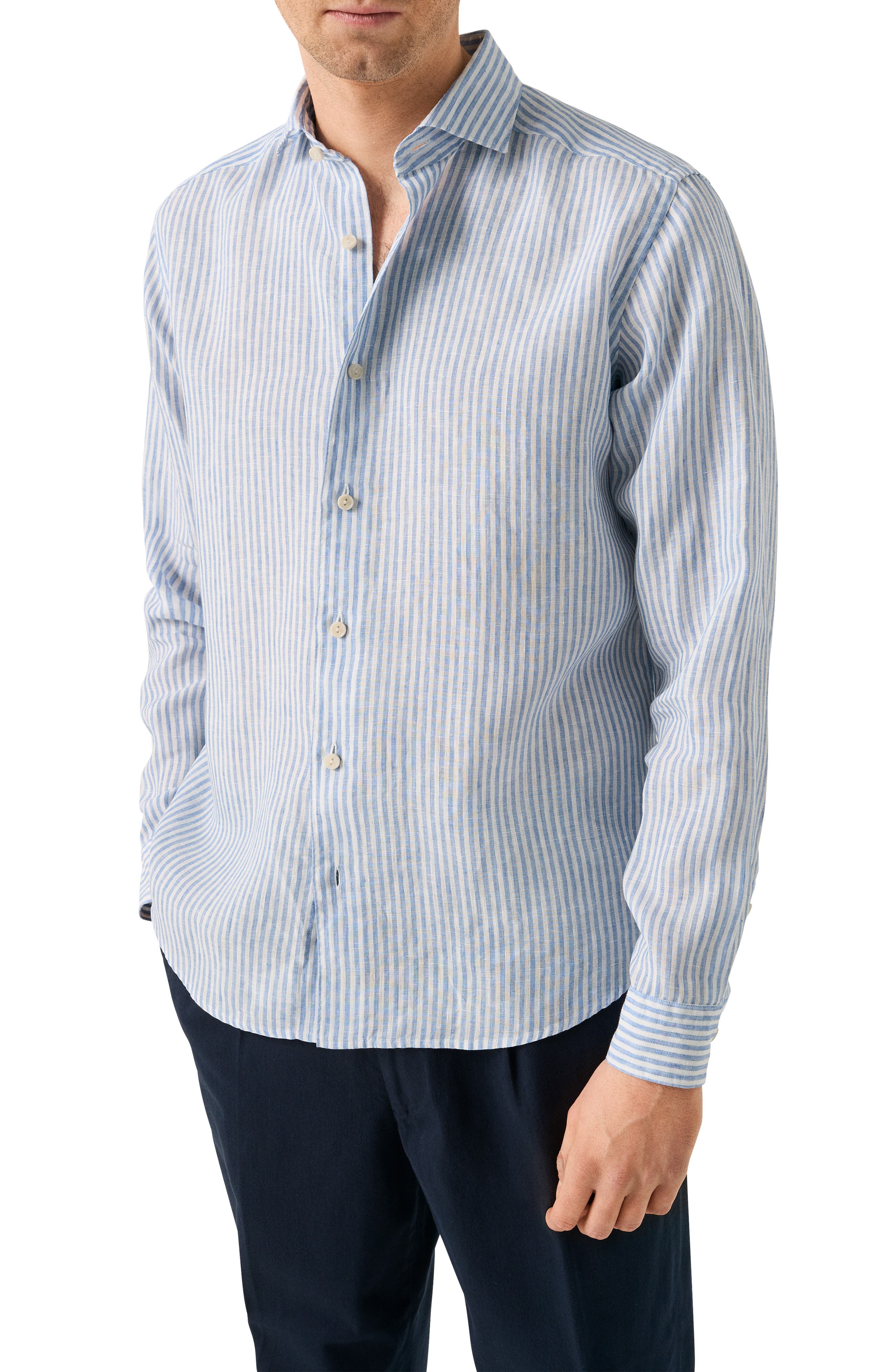 Regular Fit Bengal Stripe Linen Dress Shirt - image 5