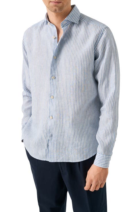 Regular Fit Bengal Stripe Linen Dress Shirt