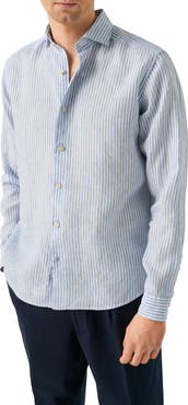 Eton Regular Fit Bengal Stripe Linen Dress Shirt