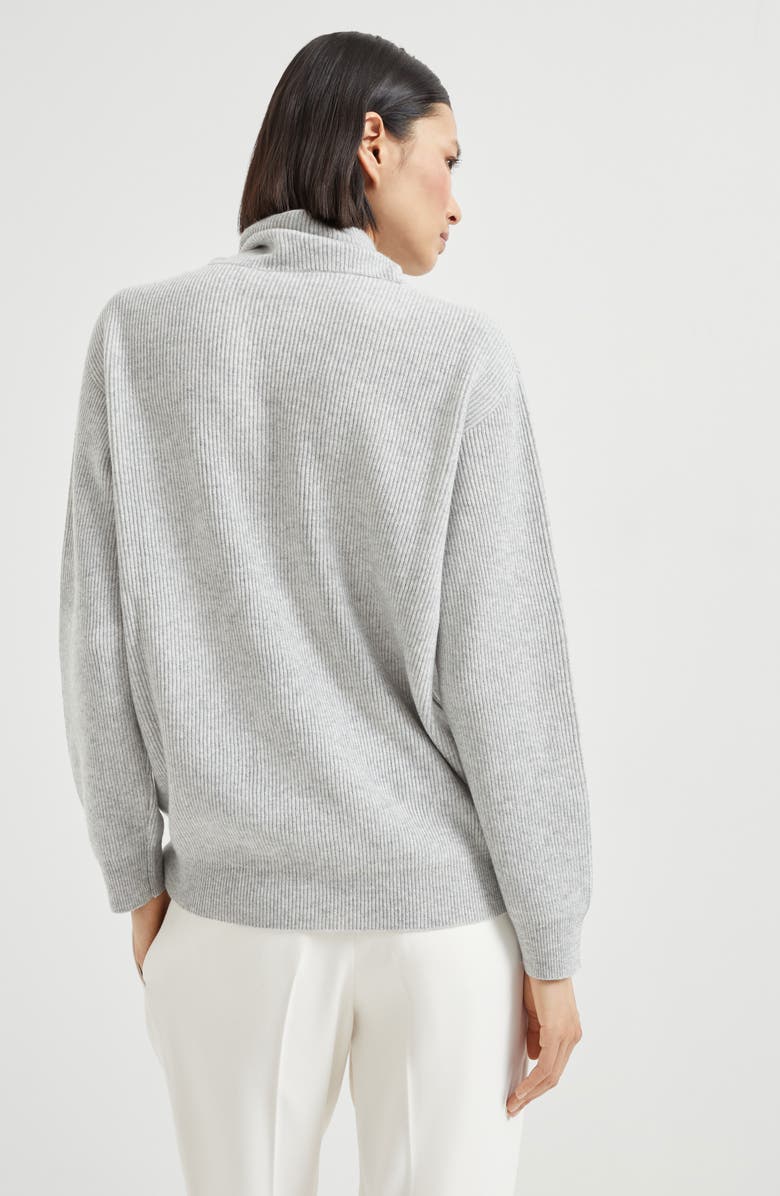 Brunello Cucinelli English Rib knit sweater, Alternate, color, Light Grey