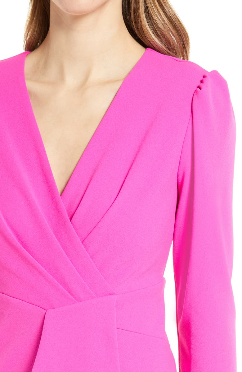 Julia Jordan Cascade Ruffle Crepe Sheath Dress, Alternate, color, Hot Pink