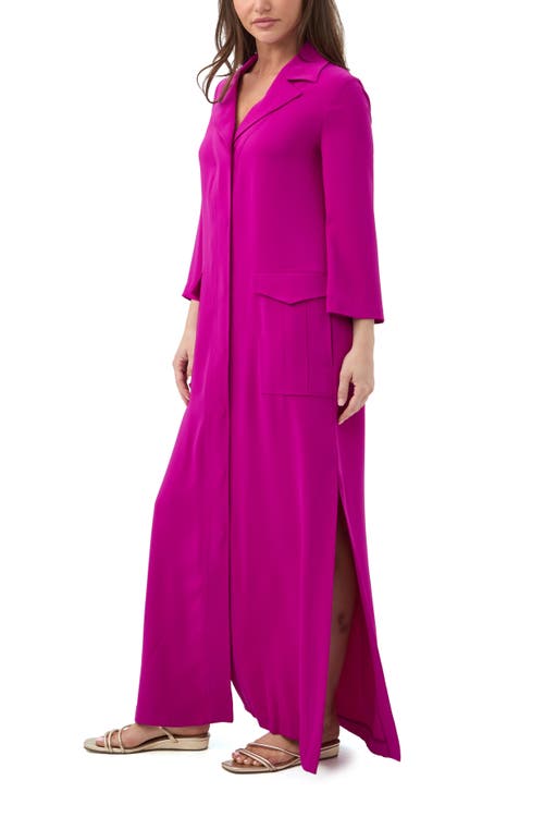 Trina Turk Annecy Long Sleeve Solid Maxi Dress In Purple