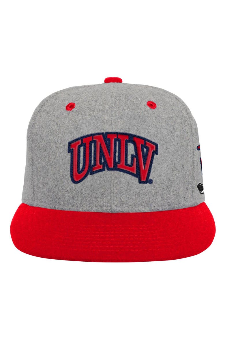 Mitchell & Ness Youth Mitchell & Ness Heather Gray/Scarlet UNLV Rebels Melton Patch Snapback Hat, Alternate, color, 