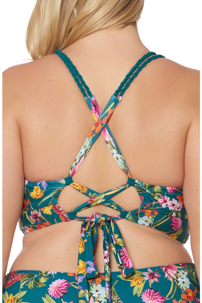 Floral Print Bikini Top, Alternate, color, PINE