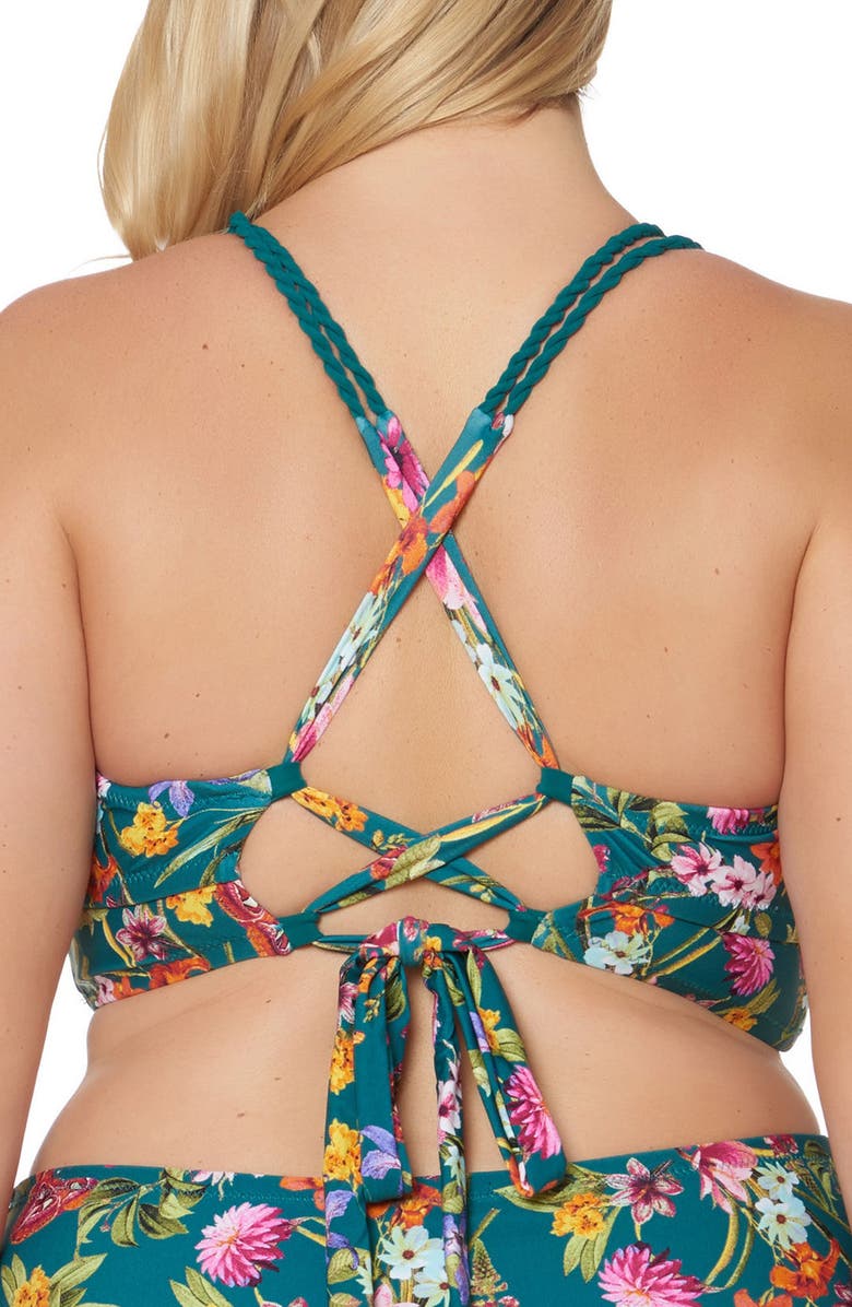 Jessica Simpson Floral Print Bikini Top, Alternate, color,