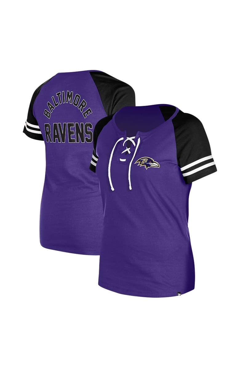 New Era Women's New Era Purple Baltimore Ravens  Lace-Up Raglan T-Shirt, Alternate, color, 