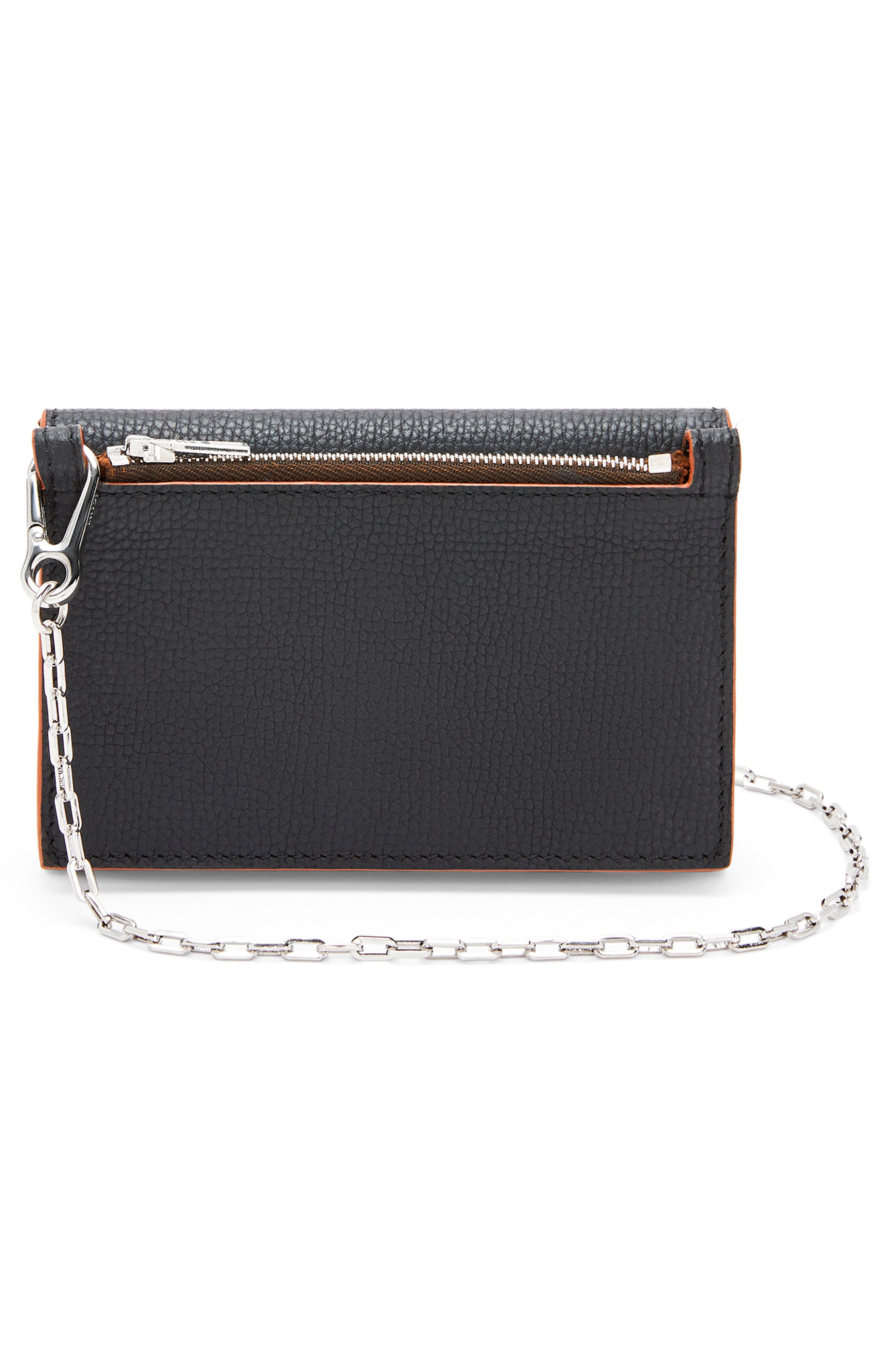 Anagram Leather Wallet on a Chain, Alternate, color, BLACK