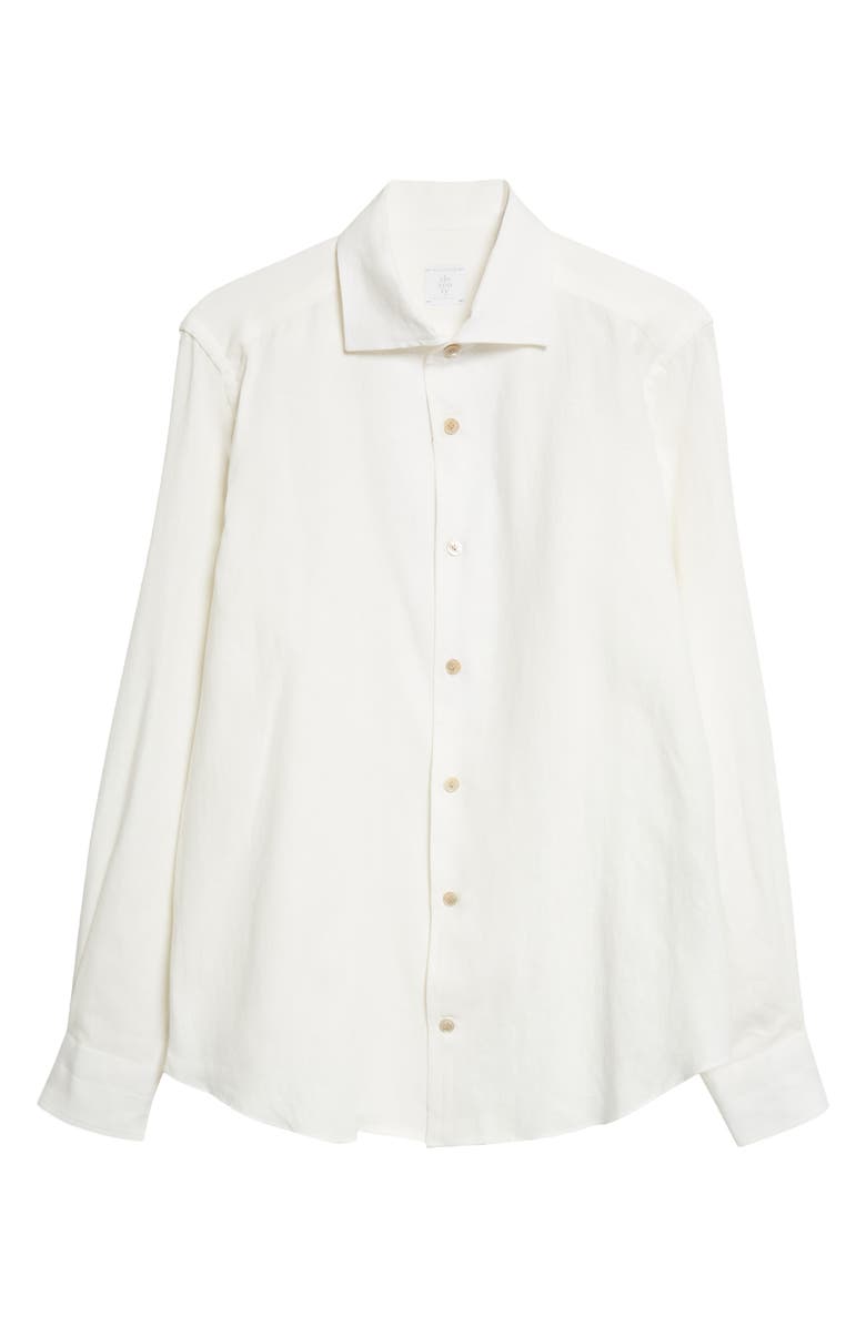 Eleventy Linen Button-Up Shirt, Main, color, 01Nn White