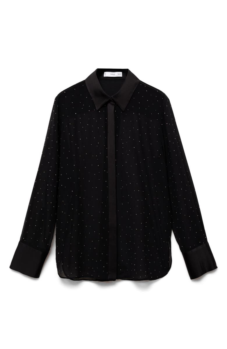 MANGO Studded Semisheer Button-Up Shirt, Alternate, color, 