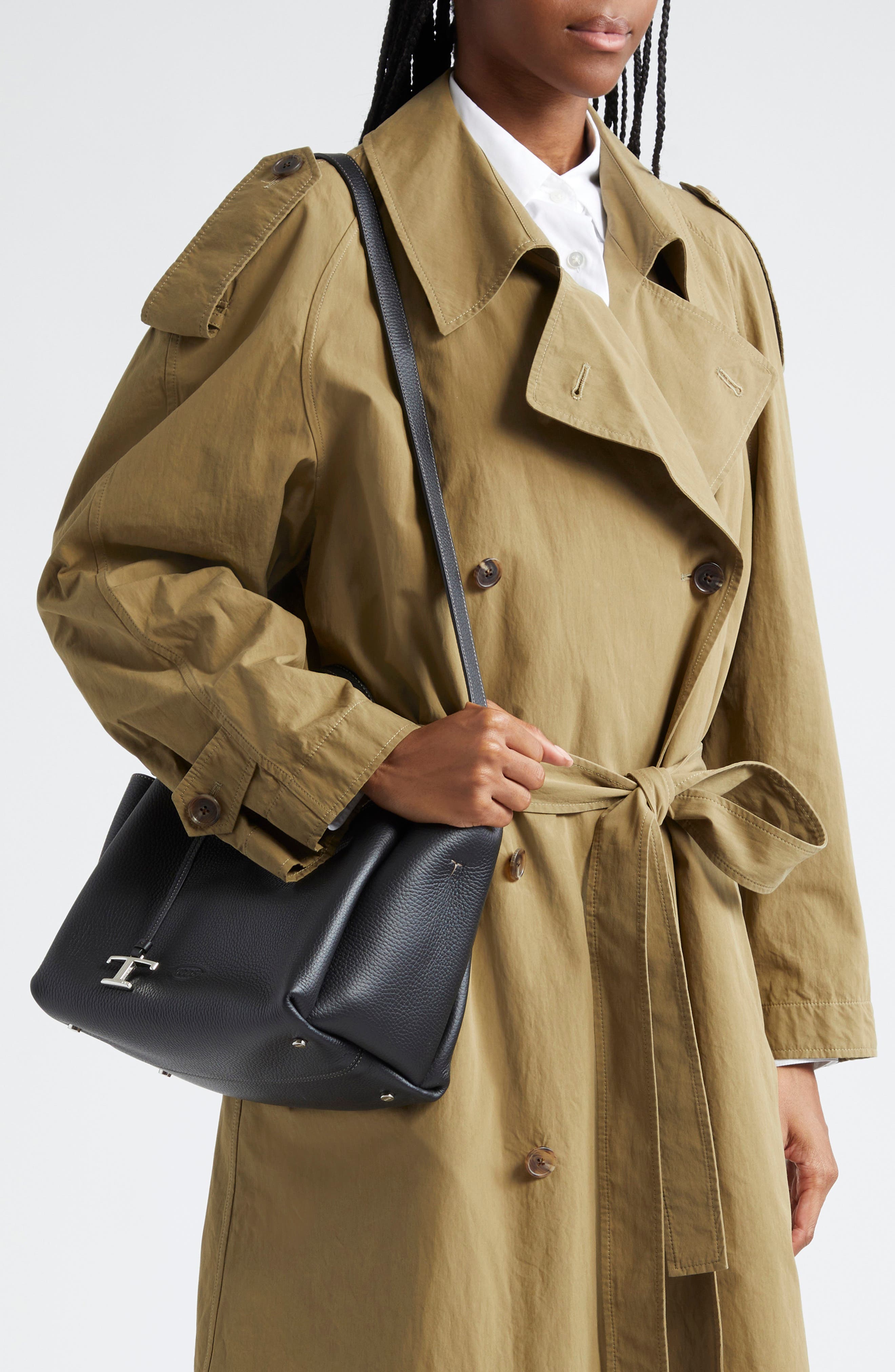 Tod's Mini Leather Tote, Alternate, color, Nero